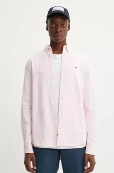 Хлопковая рубашка Tommy Jeans, розовый