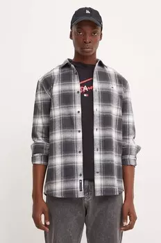 Хлопковая рубашка Tommy Jeans, серый