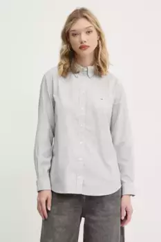 Хлопковая рубашка Tommy Jeans, серый