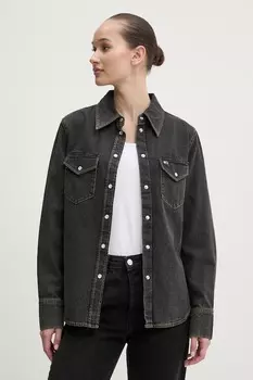 Хлопковая рубашка Tommy Jeans, серый