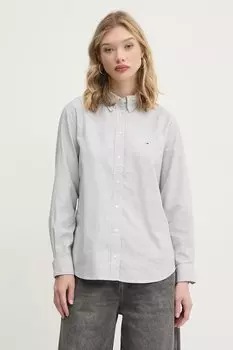 Хлопковая рубашка Tommy Jeans, серый