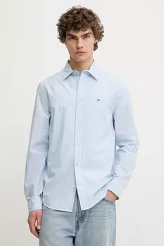 Хлопковая рубашка Tommy Jeans, синий