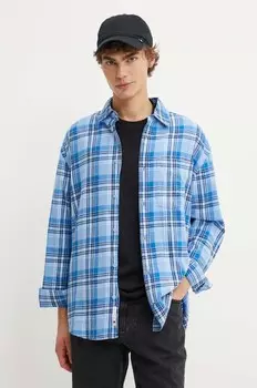 Хлопковая рубашка Tommy Jeans, синий
