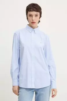 Хлопковая рубашка Tommy Jeans, синий