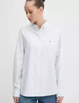 Хлопковая рубашка Tommy Jeans, синий