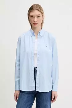 Хлопковая рубашка Tommy Jeans, синий