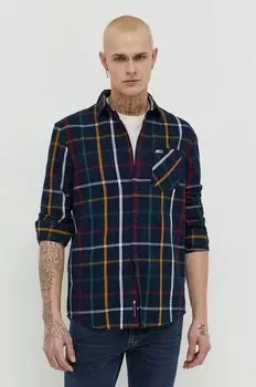 Хлопковая рубашка Tommy Jeans, темно-синий