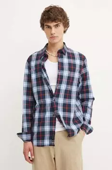 Хлопковая рубашка Tommy Jeans, темно-синий