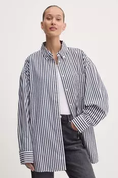 Хлопковая рубашка Tommy Jeans, темно-синий