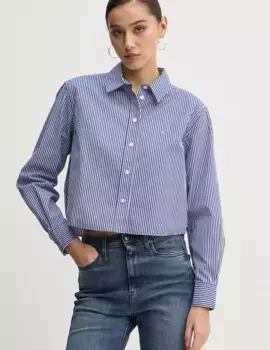 Хлопковая рубашка Tommy Jeans, темно-синий