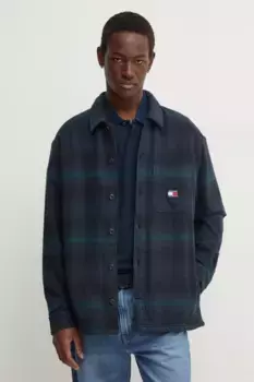 Хлопковая рубашка Tommy Jeans, темно-синий