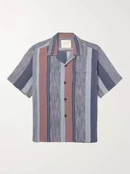 Хлопковая рубашка в полоску с вышивкой Camp-Collar Kardo, синий