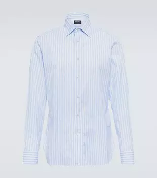 Хлопковая рубашка в полоску Zegna, синий