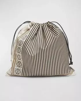Хлопковая сумка на шнурке Ibiza из коллаборации с Paula’s Loewe, цвет Brown/Natural
