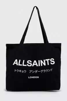 Хлопковая сумка UNDERGROUND TOTE AllSaints, черный