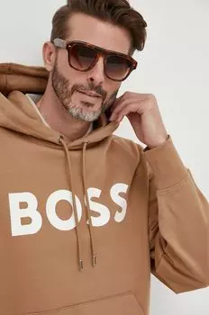 Хлопковая толстовка Boss, бежевый