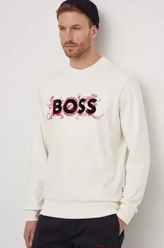 Хлопковая толстовка Boss, бежевый