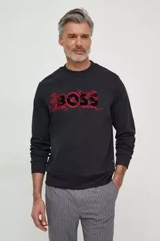 Хлопковая толстовка Boss, черный
