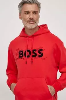Хлопковая толстовка Boss, красный