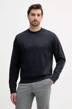 Хлопковая толстовка Boss, темно-синий
