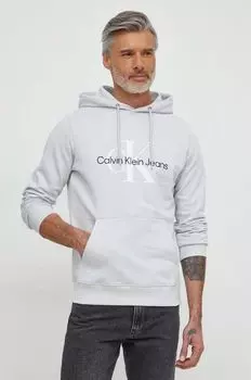 Хлопковая толстовка Calvin Klein Jeans, серый