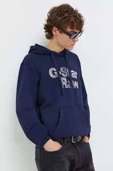 Хлопковая толстовка G-Star Raw, темно-синий