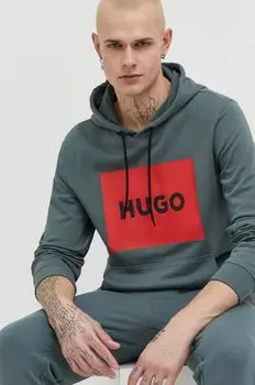 Хлопковая толстовка Hugo, зеленый