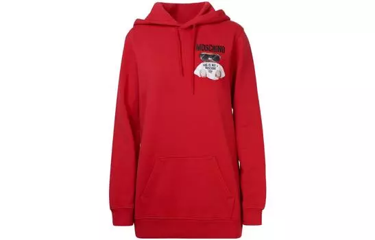Хлопковая толстовка с капюшоном MOSCHINO, красный