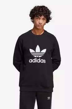 Хлопковая толстовка с круглым вырезом Adicolor Classics Trefoil adidas Originals, черный