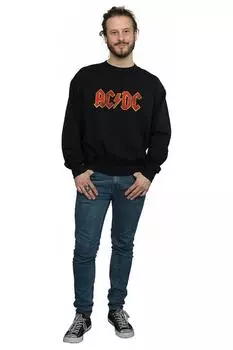 Хлопковая толстовка с потертым логотипом AC/DC, черный