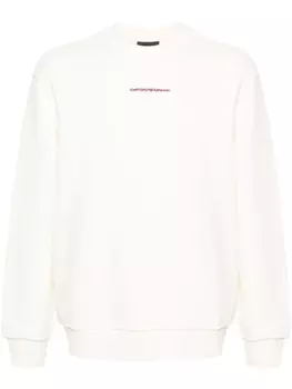 Хлопковая толстовка с вышитым логотипом Emporio Armani, белый