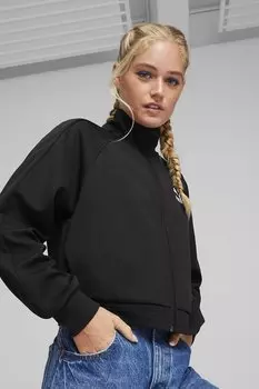 Хлопковая толстовка с застежкой-молнией и воротником средней посадки Puma, черный