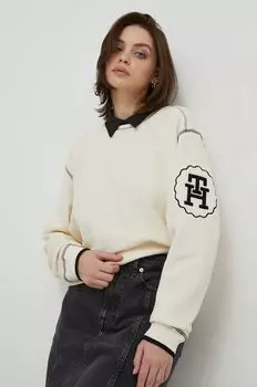Хлопковая толстовка Tommy Hilfiger, бежевый