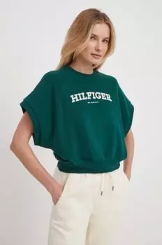 Хлопковая толстовка Tommy Hilfiger, зеленый