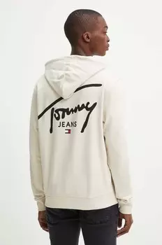 Хлопковая толстовка Tommy Jeans, бежевый