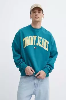 Хлопковая толстовка Tommy Jeans, бирюзовый