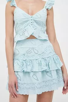 Хлопковая юбка Guess, синий