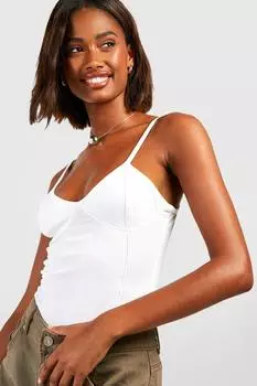 Хлопковое боди с корсетом boohoo, белый