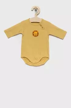 Хлопковое детское боди United Colors of Benetton, желтый