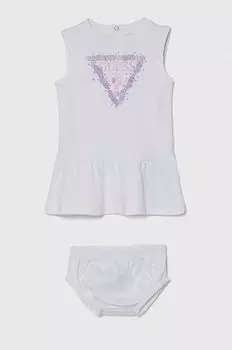 Хлопковое детское платье Guess, белый