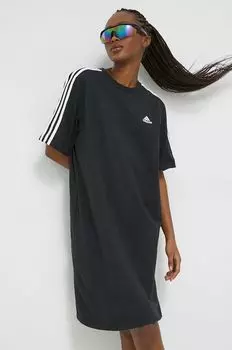 Хлопковое платье adidas, черный