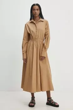 Хлопковое платье Answear Lab, бежевый