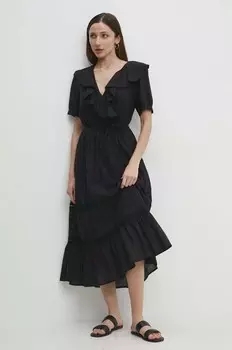 Хлопковое платье Answear Lab, черный