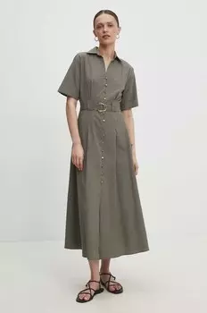 Хлопковое платье Answear Lab, зеленый