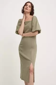 Хлопковое платье Answear Lab, зеленый