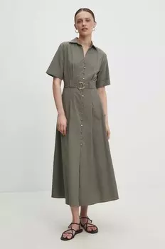 Хлопковое платье Answear Lab, зеленый