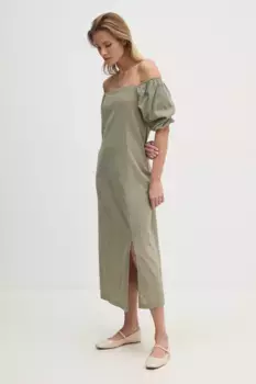 Хлопковое платье Answear Lab, зеленый