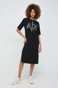 Хлопковое платье Armani Exchange, черный