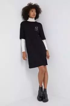 Хлопковое платье Armani Exchange, черный