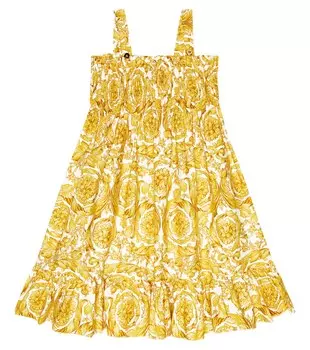 Хлопковое платье барокко Versace, желтый